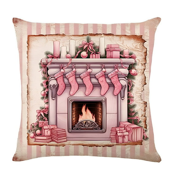 Hwkond Large Throw Pillows Christmas Pillow Cover Linen Material Exquisite Pattern Living Room Bedroom Decoration Pillow Cushion Cover,MulticolorB