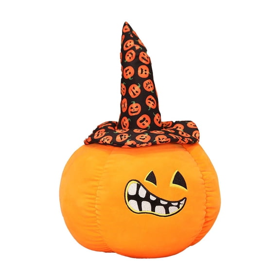 Hwkond Large Throw Pillows Funny Halloween Pumpkin Pillow Doll Wearing Hat Pumpkin Plush Toy Compositional Multi Expression Sofa Cushion Soft Amusement Cute Will Make Trouble,YellowA