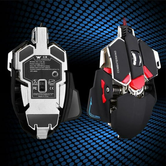 Hwkond Mouse 4800DPI Optical USB Wired Gaming Mouse Mice For PC on Clearance