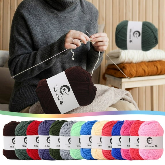 Hwkond Multicolor Yarn Up to 50% off Colorful Hand Knitting 25g Knitting Crochet Milk Soft kid Cotton Wool Yarn,(Red)