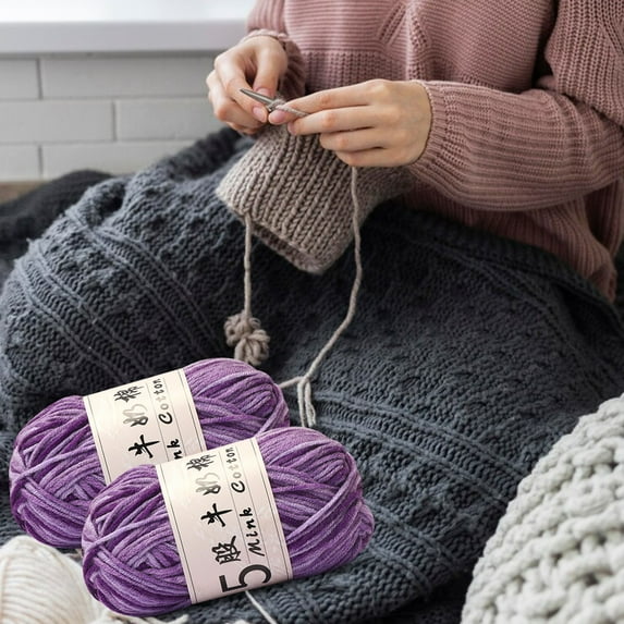Hwkond Multicolor Yarn Up to 50% off Five Strands Of Milk Cotton Gradient Hand-woven Diy Doll Sections Dyed kid Wool Ball,(Violet)