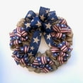 thumbnail image 1 of Hwkond Party Supplies & Decor 11.8-Inch Rustic Red White And Blue Patriotic Fabric Front Door Wreath With Metal Star Bow – Americana Decoration – Indoor Outdoor 4th Of July Home Decor on Clearance, 1 of 4