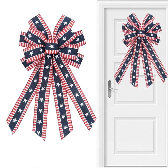 Hwkond Party Supplies & Decor American Flag Star And Stripe Ribbon Bow Independence Day Gifts Home Decoration Front Bow Patriotic Decorative Supplies on Clearance