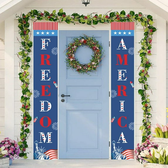 Hwkond Party Supplies & Decor Independence Day Couplets Independence Day Door Curtain Decorations Background Props on Clearance
