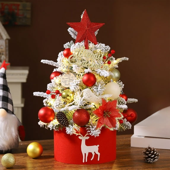 Hwkond Pre-Lit Artificial Christmas Tree Christmas Tree Home 45CM Minis Small Desktop Christmas Tree Ornaments Decorations Gifts