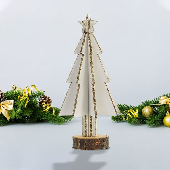 Hwkond Prelit Christmas Tree The New Mini Wooden Christmas Tree Home Tabletop Ornaments Simulate Tree Window Scene Layout