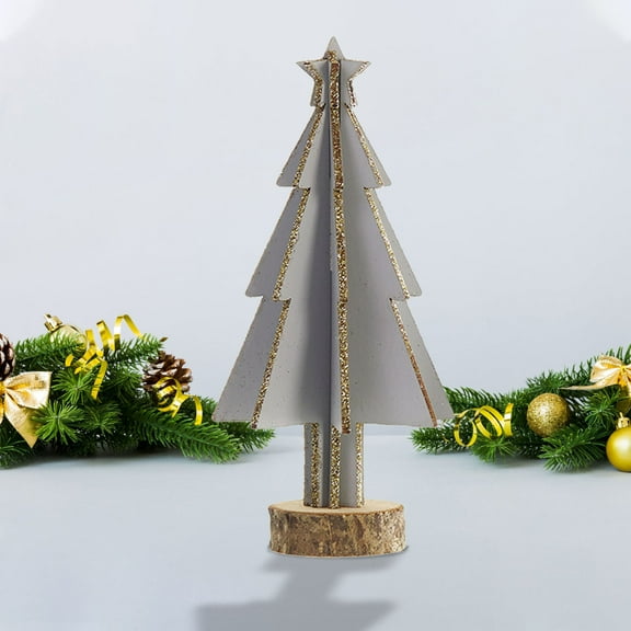 Hwkond Prelit Christmas Tree The New Mini Wooden Christmas Tree Home Tabletop Ornaments Simulate Tree Window Scene Layout