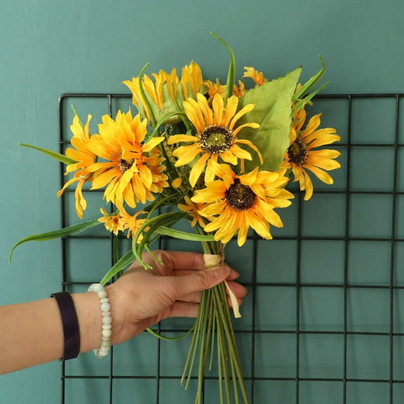 Hwkond Realistic Artificial Flowers Artificial Silk Flower Bouquet Home Floral Decor 1 Bunch Beauty Fake Sunflower