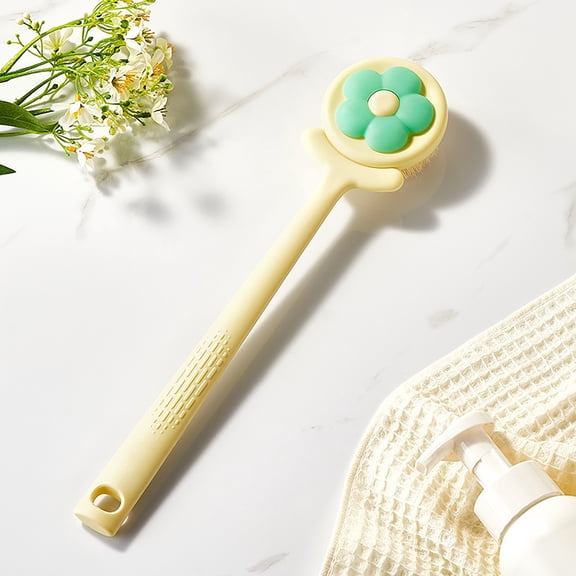 Hwkond Shower Loofah Long Handle Bath Brush Soft Hair Flower Bath Brush Rub Back Brush Double-sided Brush Bathroom Bath Brush Bath Ball Bath Artifact,Beige on Clearance