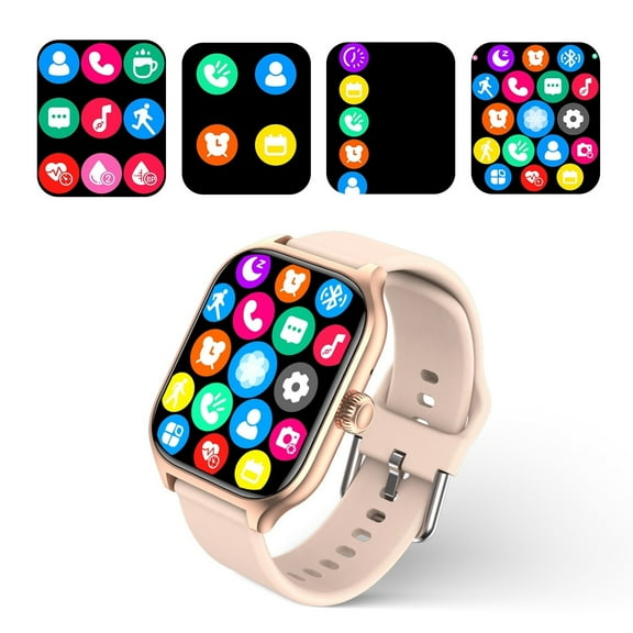 Hwkond Smart Watch for Women Men, Smart Watch Multiple Motion Modes Remote Control Photography Full Screen Fitness Watch For Android And IOS For Men Women(Gold)