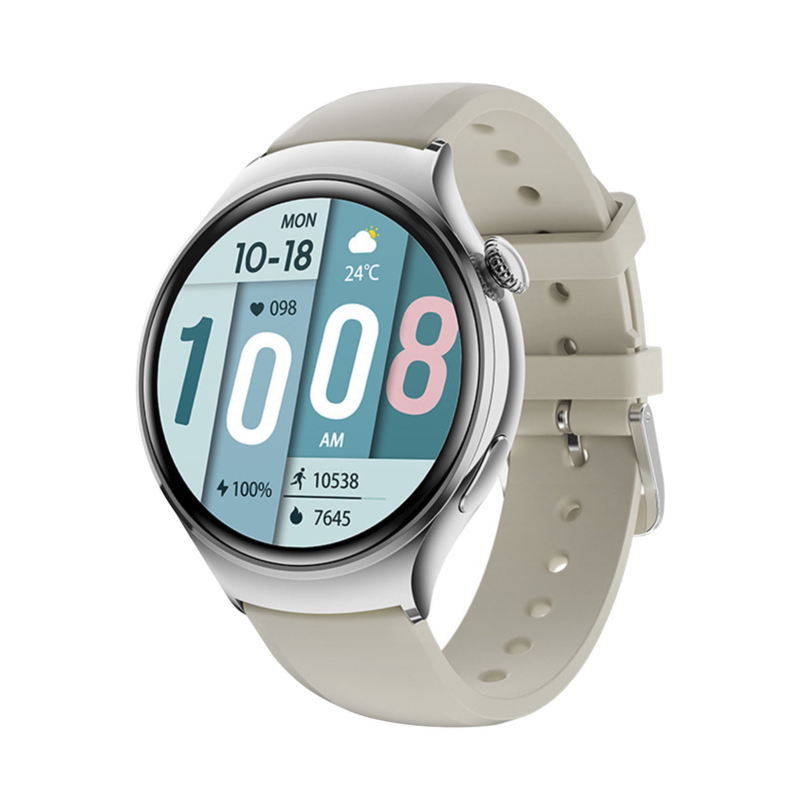 Smart Watches Men Women, New Bluetooth Call For Women's Health Temperature NFC Smartwatch(Gray-white)