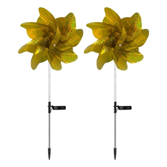 Hwkond Solar Lights Outdoor Solar Windmill Light Reflective Pinwheels for Yard And Garden, Pre-Installed Bird Blinder Sparkly Pin Wheel, Scare Birds & Animals Away Wind Spinners