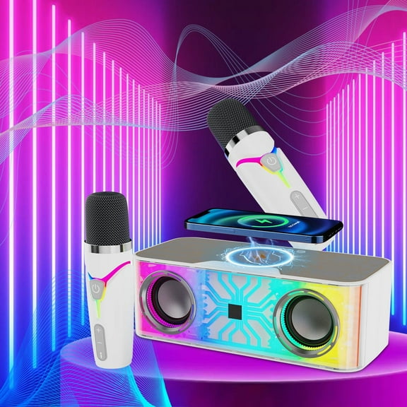Hwkond Speakers Bluetooth Wireless Machine With 15W Wireless Charging For Kids Adults Karaoke Machine Bluetooth Sound Effects Bluetooth Wireless Speakers Karaoke On Clearance