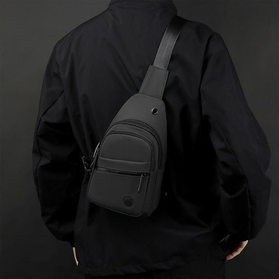 Hwkond Tactical Sling Bag, Men's High-end Slim Crossbody Bag Chest Bag With Headphone Port Removable Buckle Side Bag Travel Outdoor Leisure Clearance Sale