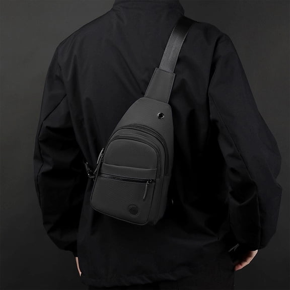 Hwkond Tactical Sling Bag, Men's High-end Slim Crossbody Bag Chest Bag With Headphone Port Removable Buckle Side Bag Travel Outdoor Leisure Clearance Sale