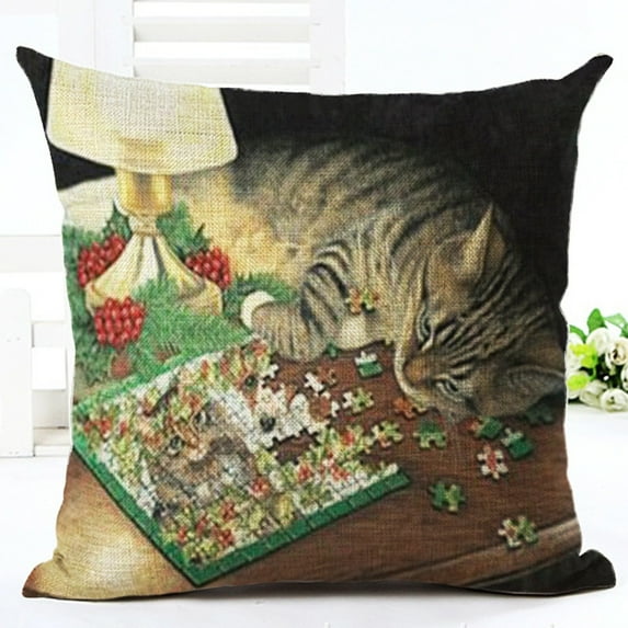 Hwkond Throw Pillows Cover for Bed 1PC Cute Printing Pillowcase Cushion Cover Vintage Style Style Cats on Clearance