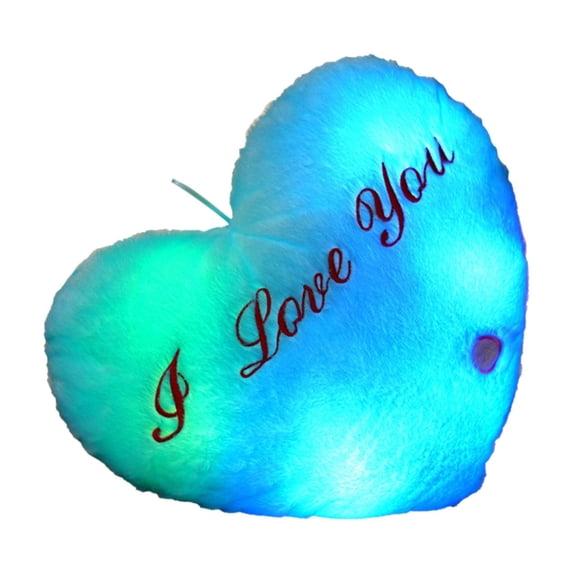 Hwkond Throw Pillows for Bed Luminous Heart Shaped Pillow 13.8 Inch Valentine's Day Heart Shaped Pillow Gift Romantic Wife Girlfriend Husband,Blue