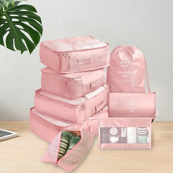 Hwkond Travel Bag Packing Cubes 8 Sets Travel Luggage Organizers Include Shoe Storage Bag Convenient Packing Pouches For Travellers on Clearance
