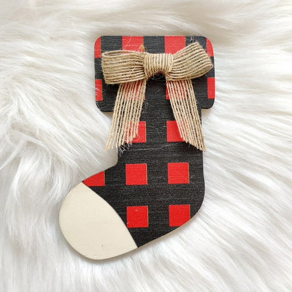 Hwkond Under $5 Christmas Ornaments Classic Black Red Christmas Ornaments Christmas Tree Decoration Wooden Christmas Pendant