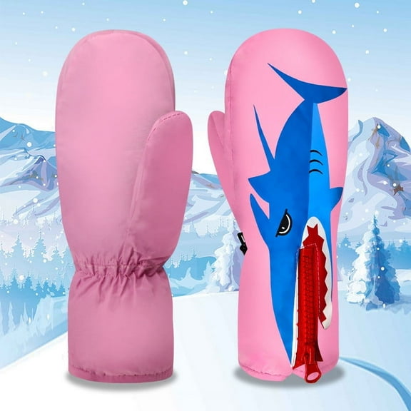 Hwkond Warm Gloves for Boys Children's Printed And Plush Warm Gloves on Clearance