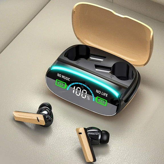 Hwkond Wireless Earbuds Reless Bluetooth Earphones With Large Digital Display Screen Light And Sports Touch- Wood Grain Bluetooth Earphones Bluetooth 5.3 25% Off Promotion
