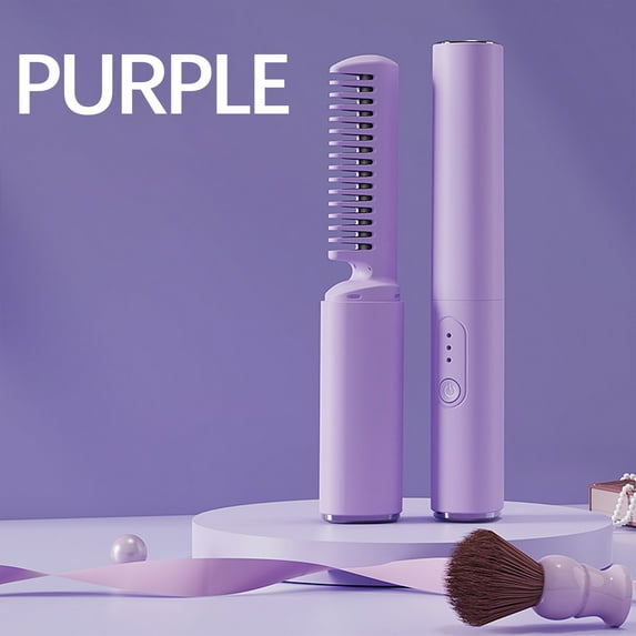 Hwkond Womens Hair Brushes Home Portable Hair Straightening Comb Wireless Hair Straightener Curling Iron Small Charging Portable Travel