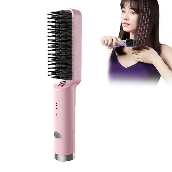 Hwkond Womens Hair Brushes Portable Negative Hair Straightening Comb Inner Button Flip Out Straight Hair Lazy Worker Student Straight Hair Straight Board Clip Straight Hair Comb