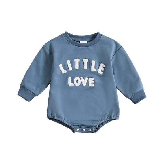 Hwmodou Baby Bodysuits Girls Cotton Blend Long Sleeve Letter Embroider Pullover Romper Sweatshirt Bodysuits Fall Winter Soft Baby Onesies,0-3M