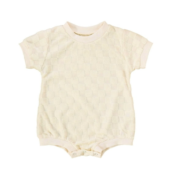 Hwmodou Baby Bodysuits Girls Cotton Blend Short Sleeve Plaid Romper Bodysuits Clothes Fall Winter Baggy Crawl Suit,6-12M