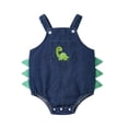 thumbnail image 1 of Hwmodou Baby Bodysuits Girls Cotton Blend Sleeveless Dinosaur Cartoon Embroider Denim Romper Bodysuits Girls Themed Jumpsuit,6-12M, 1 of 7