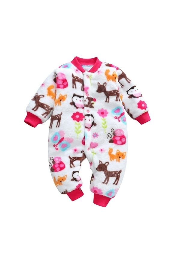 Baby Bodysuits Girls Fuzzy Flannel Thick Warm Jumpsuit Playsuit Romper Clothes Fall Winter Durable Baby Onesies,12-18M