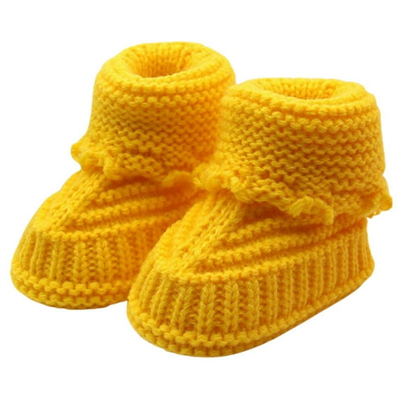 Hwmodou Baby Booties Toddler Knitting Lace Crochet Shoes High Top Buckle Shoes Soft Soled,0-6M