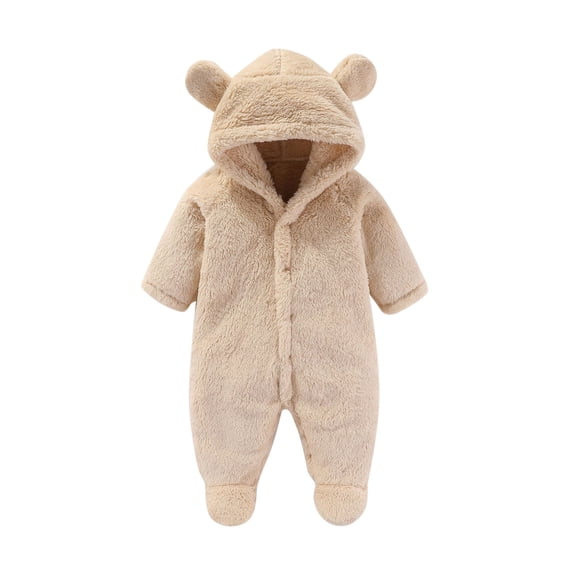Wxolcjlv Baby Footie Snowsuit Winter Onesie Cartoon Bear Warm Hooded Outfits For Girls Boys,0-12M