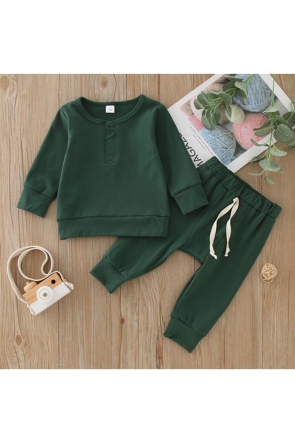 Baby Girl Clothes Baby Boys Girls Long Sleeve Patchwork Sweatshirt Tops Solid Pants Outfit Set 2Pcs Clothes Winter Girl Clothing