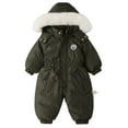 thumbnail image 1 of Hwmodou Baby Girl Snowsuit Boys Winter Thicken Hooded Coat Snowsuit Toddler Windproof Warm Jumpsuit Outwear Snow Wear Toddler Clothes,6M-3Y, 1 of 7