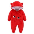 thumbnail image 1 of Hwmodou Baby Hooded Bodysuits Boys Girls Fuzzy Blend Snowsuit Coat Warm Hooded Jumpsuit Fall Winter Durable Baby Onesies,3-6M, 1 of 8