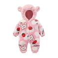 thumbnail image 1 of Hwmodou Baby Hooded Bodysuits Boys Girls Fuzzy Flannel Clothes Thick Snowsuit Warm Coats Cow Print Hooded Romper Jumpsuit Fall Winter Baggy Crawl Suit,0-3M, 1 of 4
