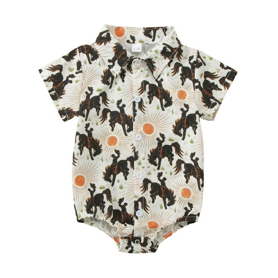 Hwmodou Baby Print Bodysuits Boys Girls Cotton Blend Casual Cows Print Short Sleeve Romper Bodysuits Fall Winter Confortable Crawl Suit,3-6M