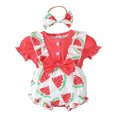 thumbnail image 1 of Hwmodou Baby Print Bodysuits Girls Cotton Blend Short Sleeve Ruffles Fruits Print Romper Bodysuits Clothes Fall Winter Soft Baby Onesies,12-18M, 1 of 6