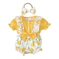 thumbnail image 1 of Hwmodou Baby Print Bodysuits Girls Cotton Blend Short Sleeve Ruffles Fruits Print Romper Bodysuits Clothes Fall Winter Soft Baby Onesies,6-12M, 1 of 6