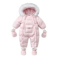 thumbnail image 1 of Hwmodou Baby Snowsuit Infant Boys Girls Winter Thicken Coat Hooded Pocket Jacket Snowsuits With Gloves Toddler Windproof Warm Jumpsuit Snow Wear Outerwear Activites Bodysuits,6-24M, 1 of 3