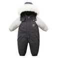 thumbnail image 1 of Hwmodou Baby Snowsuit Boys Winter Thicken Hooded Coat Snowsuit Windproof Warm Jumpsuit Outwear Snow Wear Toddler Girl Clothes,6M-3Y, 1 of 3