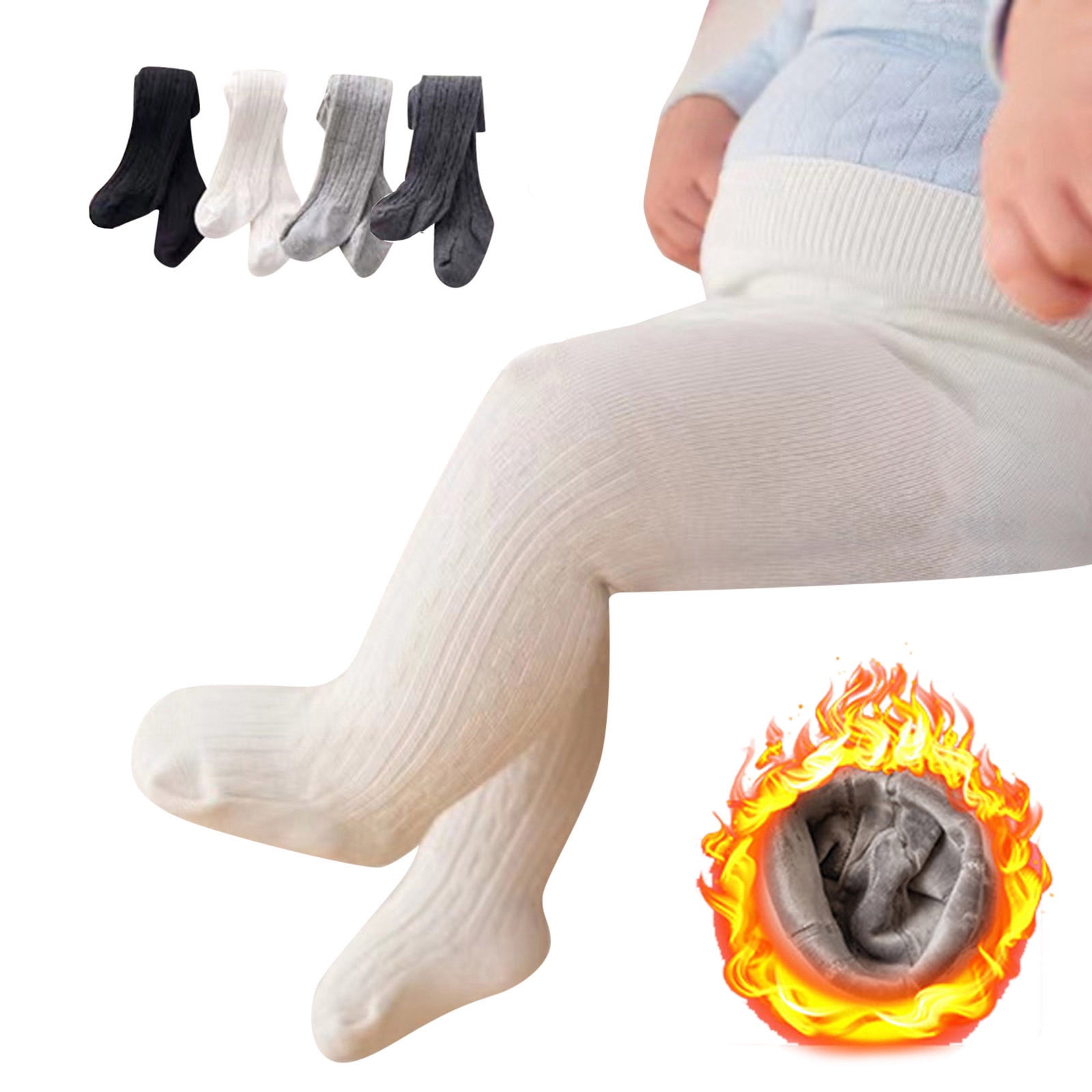 Hwmodou Baby Toddler Girls Boys Lined Cable Knit Tights Footed Leggings Pantyhose Stocking Pants 0 To 6Years Stretchy Thermal Fashion,0M-6Y
