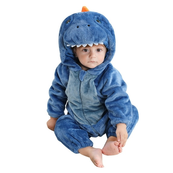 Hwmodou Boys Jumpsuits Fuzzy Flannel Childrens Loose Cute Cartoon Animal Pajamas Childrens Fuzzy Zipper Crawling Clothes Toddlers Fall Winter Party Jumpsuit,18-24M