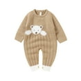 thumbnail image 1 of Hwmodou Boys Jumpsuits Knit Baby Knitted Sweater Romper Bodysuit Solid Long Sleeve Jumpsuit Cute Outfit Fall Winter Sports Jumpsuit,3-6M, 1 of 9