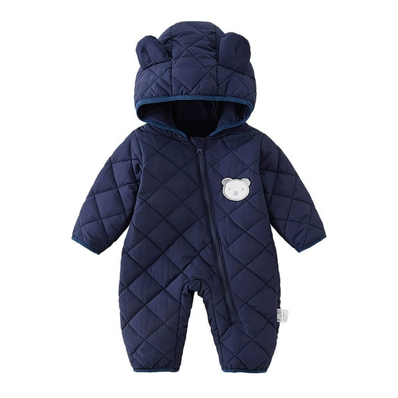Hwmodou Boys Jumpsuits Unisex Quilted Baby Bear Suit Coat Warm Hooded Jumpsuit Fall Winter Party Jumpsuit,0-3M