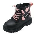 thumbnail image 1 of Hwmodou Children'S Winter Leather Lace Up Stylish Color Matching Side Zipper Boots, 1 of 8