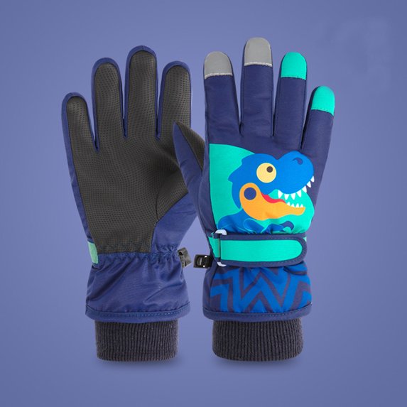 Hwmodou Cotton Blend Toddler Mittens Children Ski Gloves Boys Winter Style Thick Little Dinosaur Cartoon Bike