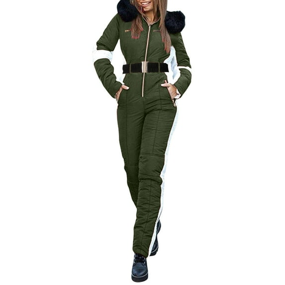 Hwmodou Down Coats For Women Winter Outdoor Sports Jumpsuit ' With Removable Outdoor Sports Zipper Ski Suit With Hood Vintage Coat