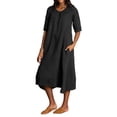 thumbnail image 1 of Hwmodou Female Dresses Elegant Women Fashion Solid Round Neck Pocket Quarter Sleeve Casual Loose Long Dress Office Work Sundress For Woman Plus Size Summer Dresses, 1 of 5
